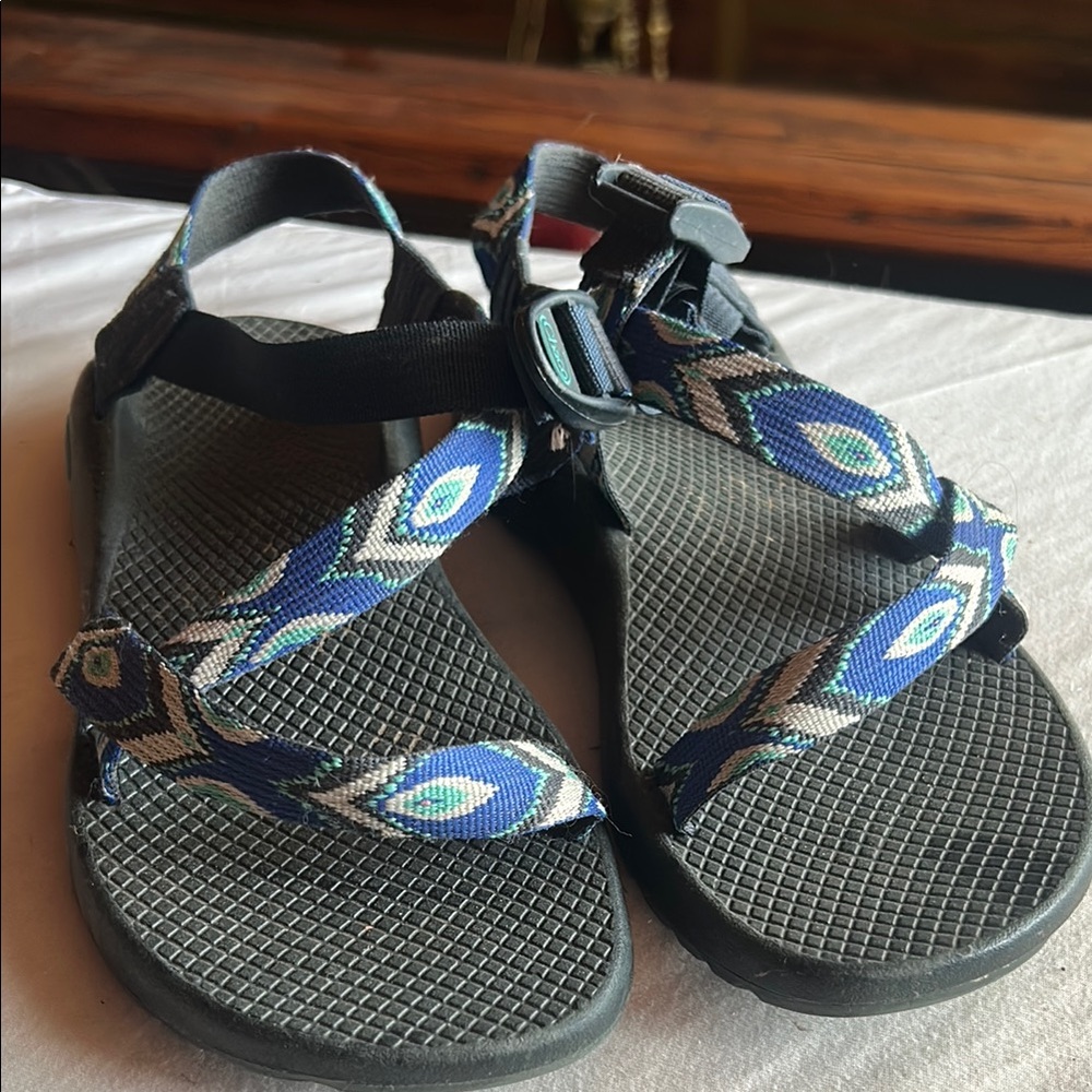 Blue and Black Adjustable Strap Chaco Sandals